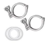 sourcing map 2Pcs Tri-Clamps, 45mm 304 Stainless Steel Single Pin Heavy Duty Tri-Clamps with Wing Nut and Silicone Gaskets for Ferrule TC