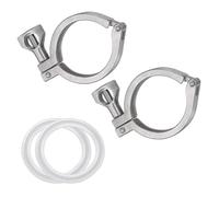 sourcing map 2Pcs Tri-Clamps, 51mm 304 Stainless Steel Single Pin Heavy Duty Tri-Clamps with Wing Nut and Silicone Gaskets for Ferrule TC