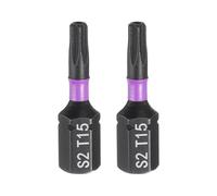sourcing map 2pcs TT15 Torx Screwdriver Bit 1/4" Hex Shank 25mm/1" Length Magnetic Star 6 Point Head Hex Bits S2 Steel Screw Driver Bit with Hole Industrial Grade Electric Drill Bits