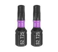 sourcing map 2pcs TT25 Torx Screwdriver Bit 1/4" Hex Shank 25mm/1" Length Magnetic Star 6 Point Head Hex Bits S2 Steel Screw Driver Bit with Hole Industrial Grade Electric Drill Bits