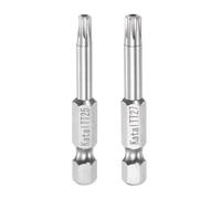 sourcing map 2pcs TT25 TT27 Star 7 Point Screwdriver Bit 1/4" Hex Shank 2" Length Magnetic Security Torx Screw Driver Power Tool