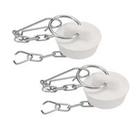 sourcing map 2Pcs Tub Stoppers, Rubber Bathtub Stoppers 25-28mm Kitchen Sink Drain Stopper, Bathroom Drain Plug with Pull Ring and Stainless Steel Chain, White