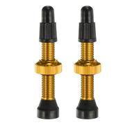 sourcing map 2pcs Tubeless Valve Stems 34mm Aluminum Alloy Tubeless Valve Super Light No Leak Durable Valve Stem Caps Multiple Color & Size Fit Most Bicycle Tubeless Rims Pair, Yellow