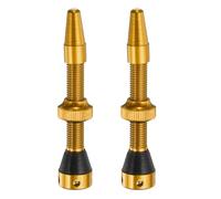 sourcing map 2pcs Tubeless Valve Stems 44mm Aluminum Alloy Tubeless Valve Super Light No Leak Durable with 4 Hole and Caps Fit Most Bicycle Tubeless Rims, Gold
