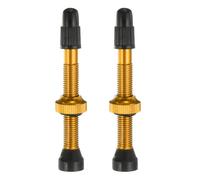 sourcing map 2pcs Tubeless Valve Stems 48mm Aluminum Alloy Tubeless Valve Super Light No Leak Durable Valve Stem Caps Multiple Color & Size Fit Most Bicycle Tubeless Rims Pair, Yellow