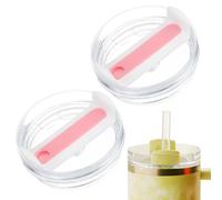 sourcing map 2Pcs Tumblers Lids Replacement, 40 oz Travel Tumbler Lid for Stanley Cup Coffee Mugs, Spill Proof Splash Resistant (White/Pink, Transparent Main Body)