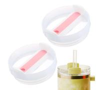 sourcing map 2Pcs Tumblers Lids Replacement, 40 oz Travel Tumbler Lid for Stanley Cup Coffee Mugs, Spill Proof Splash Resistant (White/Pink, Milk White Main Body)