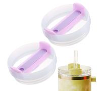 sourcing map 2Pcs Tumblers Lids Replacement, 40 oz Travel Tumbler Lid for Stanley Cup Coffee Mugs, Spill Proof Splash Resistant (Light Purple/Purple, Milk White Main Body)