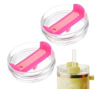 sourcing map 2Pcs Tumblers Lids Replacement, 40 oz Travel Tumbler Lid for Stanley Cup Coffee Mugs, Spill Proof Splash Resistant (Rose Red/Pink, Transparent Main Body)
