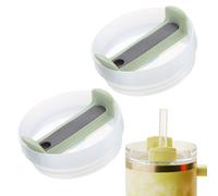 sourcing map 2Pcs Tumblers Lids Replacement, 40 oz Travel Tumbler Lid for Stanley Cup Coffee Mugs, Spill Proof Splash Resistant (Green/Dark Gray, Milk White Main Body)