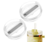 sourcing map 2Pcs Tumblers Lids Replacement, 40 oz Travel Tumbler Lid for Stanley Cup Coffee Mugs, Spill Proof Splash Resistant (White/Gray, Transparent Main Body)