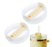 sourcing map 2Pcs Tumblers Lids Replacement, 40 oz Travel Tumbler Lid for Stanley Cup Coffee Mugs, Spill Proof Splash Resistant (Beige, Milk White Main Body)