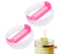 sourcing map 2Pcs Tumblers Lids Replacement, 40 oz Travel Tumbler Lid for Stanley Cup Coffee Mugs, Spill Proof Splash Resistant (Rose Red/Pink, Milk White Main Body)