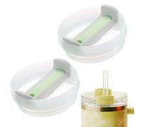 sourcing map 2Pcs Tumblers Lids Replacement, 40 oz Travel Tumbler Lid for Stanley Cup Coffee Mugs, Spill Proof Splash Resistant (Gray/Green, Milk White Main Body)