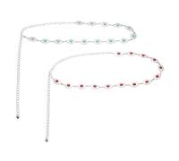 sourcing map 2Pcs Turquoise Waist Chain Belts, 43.7 Inch Length Adjustable Body Chain Belts Metal Western Belt for Woman with Black Green Drawstring Bag for Outfits Jeans Dress, Emerald, Red