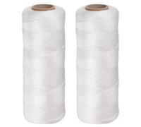 sourcing map 2pcs Twisted Nylon Mason Line 1.5mm x 500 Ft Braided Twine String Lines for Fishing Gardening Crafting, White