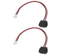 sourcing map 2Pcs Type-C Female Chassis 2 Pin Wire, 5V 3A Square USB C Female Socket to PH2.0 Waterproof Terminal Extension Cable for PC LED Lamps Electric Charging Port Power, Black