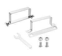 sourcing map 2Pcs U Shape Square Tube Clamp, 100x50mm U Shaped Bracket 304 Stainless Steel Square Strap Clamp with Bolt Plate Nuts and Wrench for Pipes Door Closed Bar Holder Railings