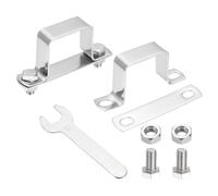sourcing map 2Pcs U Shape Square Tube Clamp, 40x40mm U Shaped Bracket 304 Stainless Steel Square Strap Clamp with Bolt Plate Nuts and Wrench for Pipes Door Closed Bar Holder Railings