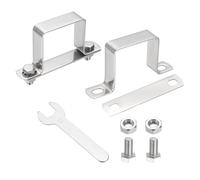 sourcing map 2Pcs U Shape Square Tube Clamp, 50x50mm U Shaped Bracket 304 Stainless Steel Square Strap Clamp with Bolt Plate Nuts and Wrench for Pipes Door Closed Bar Holder Railings