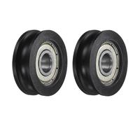 sourcing map 2pcs U608ZZ POM Pulley U-Groove Ball Bearing 8 x 30 x 10mm U Groove Roller Wheel (GCr15) Chrome Steel Bearings, Black