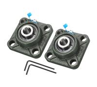 sourcing map 2pcs UCF202 Pillow Block Bearings 15mm Bore Self Alignment, Solid Cast Iron Base Square Flange Mounted Chrome Steel Bearings