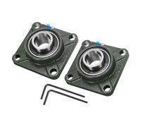 sourcing map 2pcs UCF207 Pillow Block Bearings 35mm Bore Self Alignment, Solid Cast Iron Base Square Flange Mounted Chrome Steel Bearings