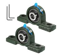 sourcing map 2pcs UCP202 Pillow Block Bearings 15mm Bore Self Alignment, Solid Cast Iron Base Mounted Chrome Steel Bearings