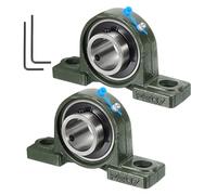 sourcing map 2pcs UCP207 Pillow Block Bearings 35mm Bore Self Alignment, Solid Cast Iron Base Mounted Chrome Steel Bearings