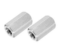sourcing map 2Pcs UNC 3/8"-16 Coupling Nuts, 30mm Length 304 Stainless Steel Hex Rod Coupler Nut Fully Threaded Studding Connector Fasteners, Silver Tone