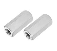 sourcing map 2Pcs UNC 3/8"-16 Coupling Nuts, 40mm Length 304 Stainless Steel Hex Rod Coupler Nut Fully Threaded Studding Connector Fasteners, Silver Tone