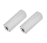 sourcing map 2Pcs UNC 3/8"-16 Coupling Nuts, 50mm Length 304 Stainless Steel Hex Rod Coupler Nut Fully Threaded Studding Connector Fasteners, Silver Tone