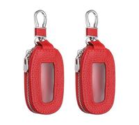 sourcing map 2Pcs Universal Premium Car Key Fob Case Genuine Leather Key Fob Protector Cover Smart Key Fob Holder for Remote Key Fob, Red