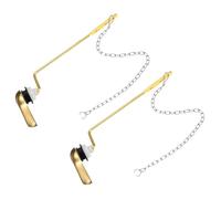 sourcing map 2Pcs Universal Side Mount Toilet Handle Replacement Kit, Toilet Flush Tank Lever ABS Handle Aluminum Rod with Stainless Steel Chain, Brushed Silver
