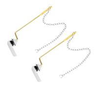 sourcing map 2Pcs Universal Side Mount Toilet Handle Replacement Kit, Toilet Flush Tank Lever ABS Handle Aluminum Rod with Stainless Steel Chain, White