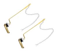 sourcing map 2Pcs Universal Side Mount Toilet Handle Replacement Kit, Toilet Flush Tank Lever ABS Handle Aluminum Rod with Stainless Steel Chain, Gold