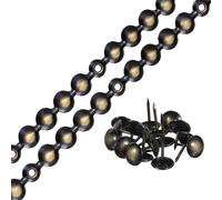 sourcing map 2Pcs Upholstery Tacks Strips, 1Meter Glossy Decorative Nail Trims for Sofa Headboard Chair Furniture with Upholstery Nails (11mm Black-Gold)