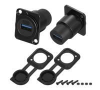 sourcing map 2Pcs USB 3.0 Panel Mount Coupler, D-Type USB Pass Through Connector, 5.0Gbps Black Bulkhead Extension for Home/Office/Industrial