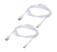 sourcing map 2Pcs USB A Switch Extension Cable, 20AWG Copper Core 5A USB C Male to Female Power Cord with on Off Switch, 2m Charging Cable for LED Strips, LED Desk Lamp, Laptop, White