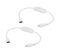 sourcing map 2Pcs USB A Switch Extension Cable, 22AWG Copper Core 3A USB C Male to Female Power Cord with on Off Switch, 0.28m Charging Cable for LED Strips, LED Desk Lamp, Laptop, White