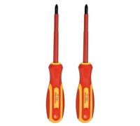 sourcing map 2pcs VDE Insulated Screwdriver 1000V PH2 x 100mm Magnetic Phillips Screwdrivers CR-V Magnetic Electricians Phillips Head Screwdrivers with VDE Handle