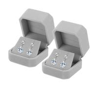 sourcing map 2Pcs Velvet Earring Box, Classic Stud Earring Gift Boxes Elegant Jewelry Display Case for Proposal Engagement Wedding Birthday, Gray