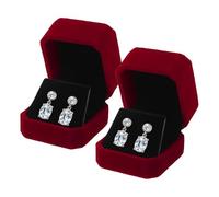 sourcing map 2Pcs Velvet Earring Box, Classic Stud Earring Gift Boxes Elegant Jewelry Display Case for Proposal Engagement Wedding Birthday, Burgundy