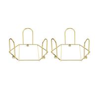 Sourcing Map 2Pcs Vintage Gold Metal Coaster Holders, Holds 6 Coasters, 4.4 x 4 x 2.5 inches, Home, Office, Bars & Restaurants