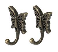 sourcing map 2pcs Wall Mounted Robe Hook Zinc Alloy Butterfly Shaped DIY Hooks Coat Towel Wall Clasp Bathroom Hanger with Screws Bronze Tone