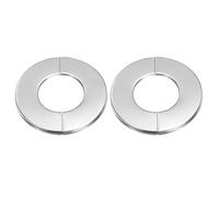 sourcing map 2pcs Wall Split Flange 1.34" (34mm) Stainless Steel Round Self-Adhesive Split Flange Pipe Cover Clip-on Escutcheon Collar for Floor Ceiling Bathroom Kitchen Toilet