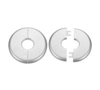 sourcing map 2pcs Wall Split Flange 22.5mm/0.9" Self-Adhesive Plumbing Cover Plates ABS Plastic Round Escutcheon Plate Buckle Design for Water Pipe Bathroom Kitchen Decoration, Silver Tone