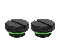 sourcing map 2pcs Water Stop Plug Fitting G1/4" Thread Pc Water Cooling Slot Plugs Fitting Copper Water Stop End Cap for Computer Water Cooling System, Dark Green