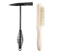 sourcing map 2pcs Welding Chipping Hammer 11.3" Slag Hammer with Coil Spring Handle 10.6" Welding Steel Wire Brush Copper-Plated for Rock Pick Forged Brick