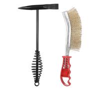 sourcing map 2pcs Welding Chipping Hammer 11.3" Slag Hammer with Coil Spring Handle 9.8" Welding Steel Wire Brush Copper-Plated for Rock Pick Forged Brick